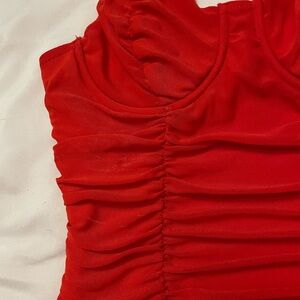 Red Ruched Sleeveless Top